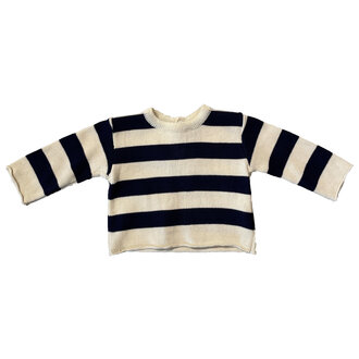 Pequeño Tocón Pequeño Tocón knit sweater tricot cotton natural / marine stripes