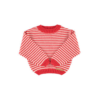 Piupiuchick Piupiuchick knitted sweater ecru & red stripes