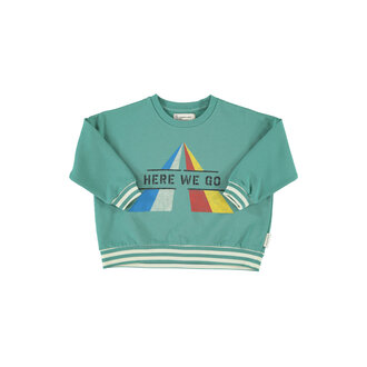 Piupiuchick Piupiuchick sweatshirt green w/ "here we go" print