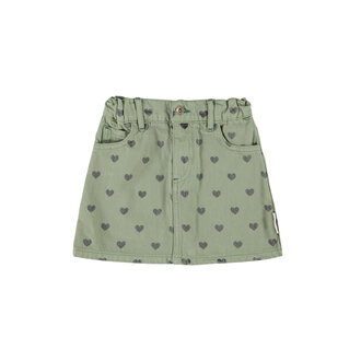 Piupiuchick Piupiuchick short skirt olive green w/ black hearts