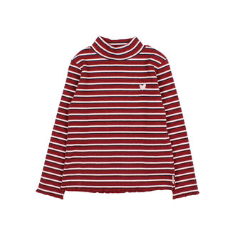 Buho Buho fancy stripes t-shirt pomegranate