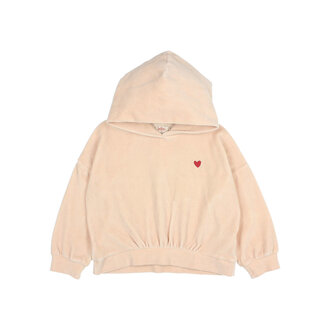 Buho Buho velvet hoodie cream pink