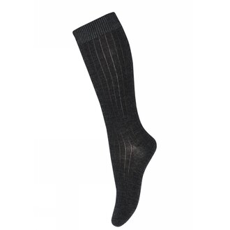 mp Denmark mp Denmark Wool rib knee socks (69017) Dark Grey Melange (497)