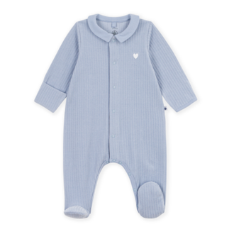 Petit Bateau Petit Bateau A0GAC fluwelen babypyjama kraag blauw
