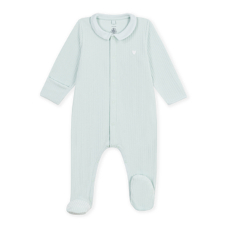 Petit Bateau Petit Bateau A0GAG fluwelen babypyjama kraag groen