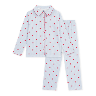 Petit Bateau Petit Bateau A0GAL geknoopte pyjama hartjesprint/strepen