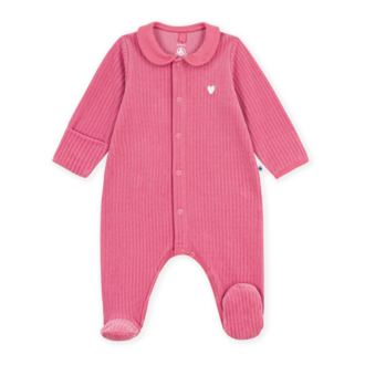 Petit Bateau Petit Bateau A0GDM fluwelen babypyjama kraag roze