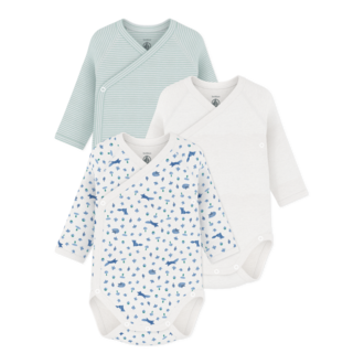 Petit Bateau Petit Bateau A0GF0 set van 3 omslagbody's vos blauw