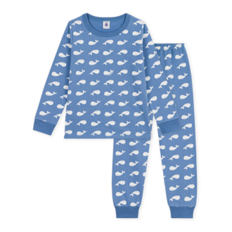 Petit Bateau Petit Bateau A0GLJ fleece pyjama walvisprint blauw