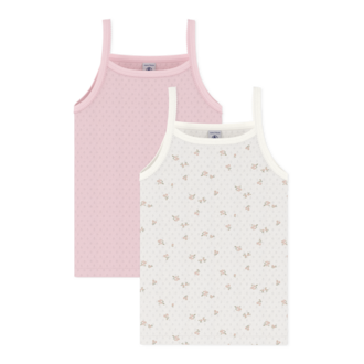Petit Bateau Petit Bateau A0GQ8 set van 2 meisjeshemdjes bloem roze