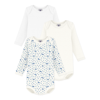 Petit Bateau Petit Bateau A0H07 set van 3 body's vos blauw