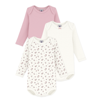 Petit Bateau Petit Bateau A0H08 set van 3 body's bloem roze