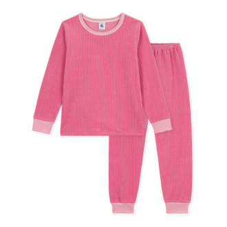 Petit Bateau Petit Bateau A0GAM pyjama velour effen roze