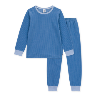 Petit Bateau Petit Bateau A0GAM pyjama velour effen blauw