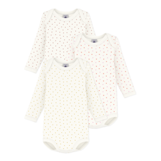 Petit Bateau Petit Bateau A0GZC set van 3 body's hartjesprint mix
