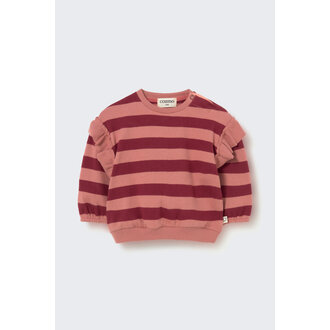 Cozmo Cozmo striped brushed soft knit baby ruffle sweater burgundy rose