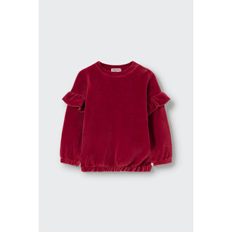 Cozmo Cozmo velour knit baby ruffle sweatshirt prune