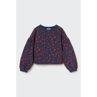 Cozmo Cozmo brushed animal print fleece sweatshirt navy