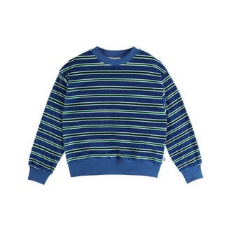 Emile et Ida Emile Et Ida sweatshirt velours raye ocean/vert