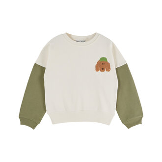 Emile et Ida Emile Et Ida sweatshirt bicolore ecru pistache