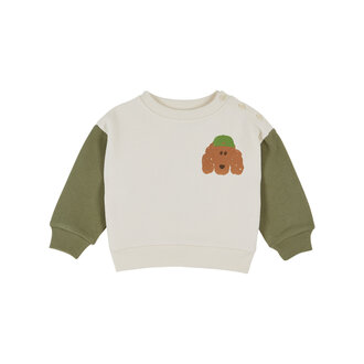 Emile et Ida Emile Et Ida sweatshirt bicolore ecru pistache baby
