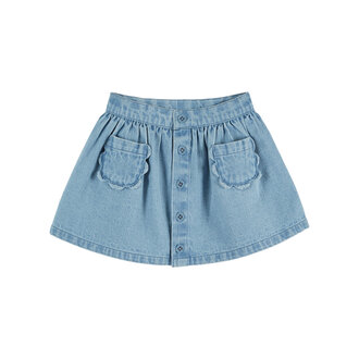 Emile et Ida Emile Et Ida jupe denim poches fleurs bleu delave