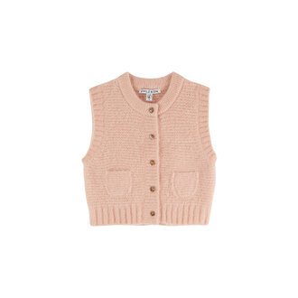 Emile et Ida Emile Et Ida cardigan sans manches rose pastel