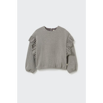 Cozmo Cozmo brushed soft knit ruffle sweater grey
