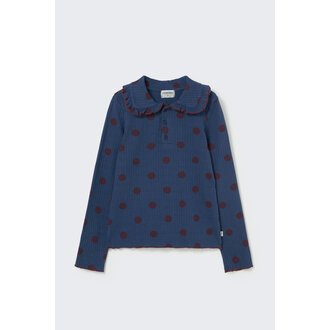 Cozmo Cozmo brushed polka dot rib top navy