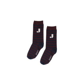 Jenest Jenest j stripe socks navy blue cherry bordeaux