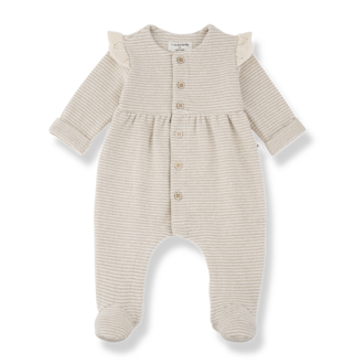 1 + in the family 1+ in the family ORLEANS girly jumpsuit w/feet beige