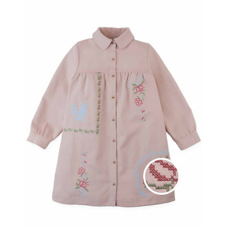 Gingersnaps Gingersnaps Minerva Shift Dress Peter Pan Collar Embroidery Pink