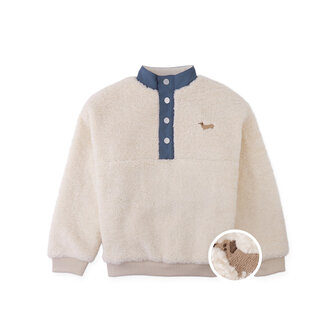 Gingersnaps Gingersnaps Nicky Sherpa Pullover Dachshund Offwhite
