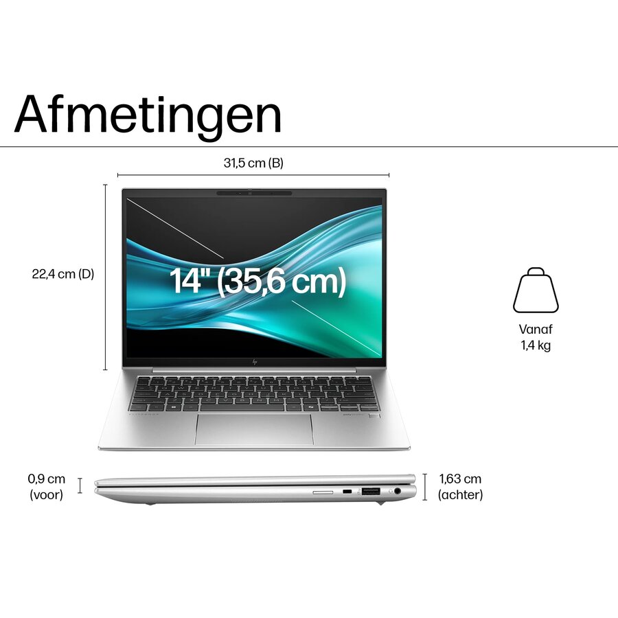 Elitebook 840 G11 - 4G LTE (Wwan) - Intel Core ultra 7 155U - 16GB - 512GB SSD - 14" WUXGA (1920x1200) Touchscreen -  Verlicht toetsenbord  - Vingerprint Scanner - Windows 11 Pro - QWERTY - Nieuw