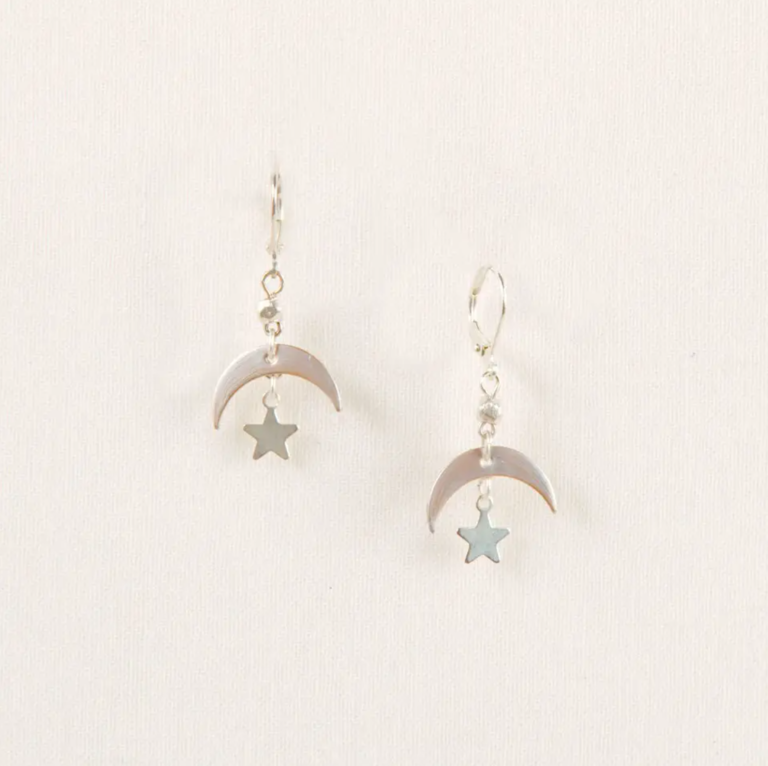 Fairtrade Moon And Star Earrings Silver