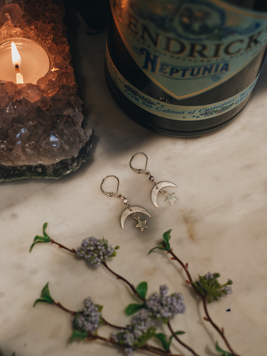 Fairtrade Moon And Star Earrings Silver