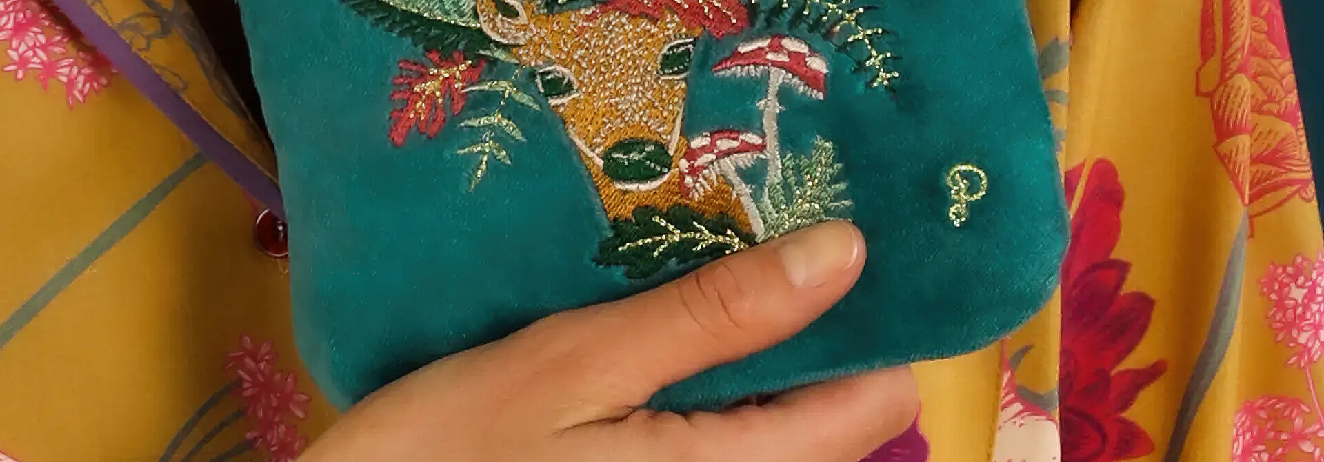 Doe With Toadstools Velvet Mini Pouch