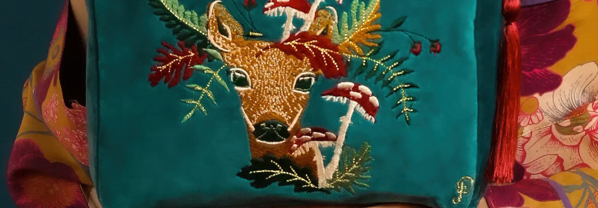 Doe With Toadstools Velvet Make-up Bag