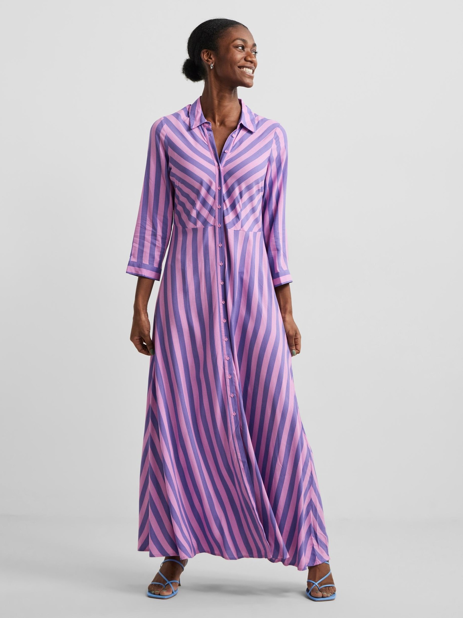 ♣ Yassavanna Stripey Cotton Candy Shirt Dress-2