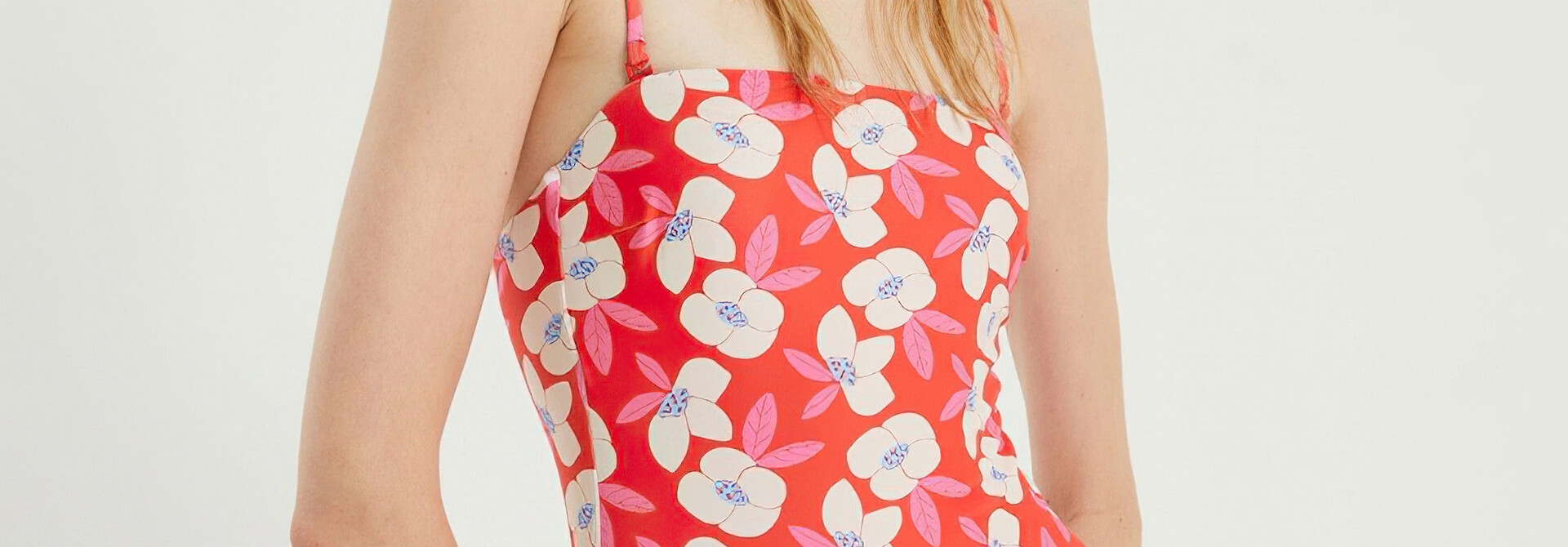 Coral Lily Bouquet Bathing Suit