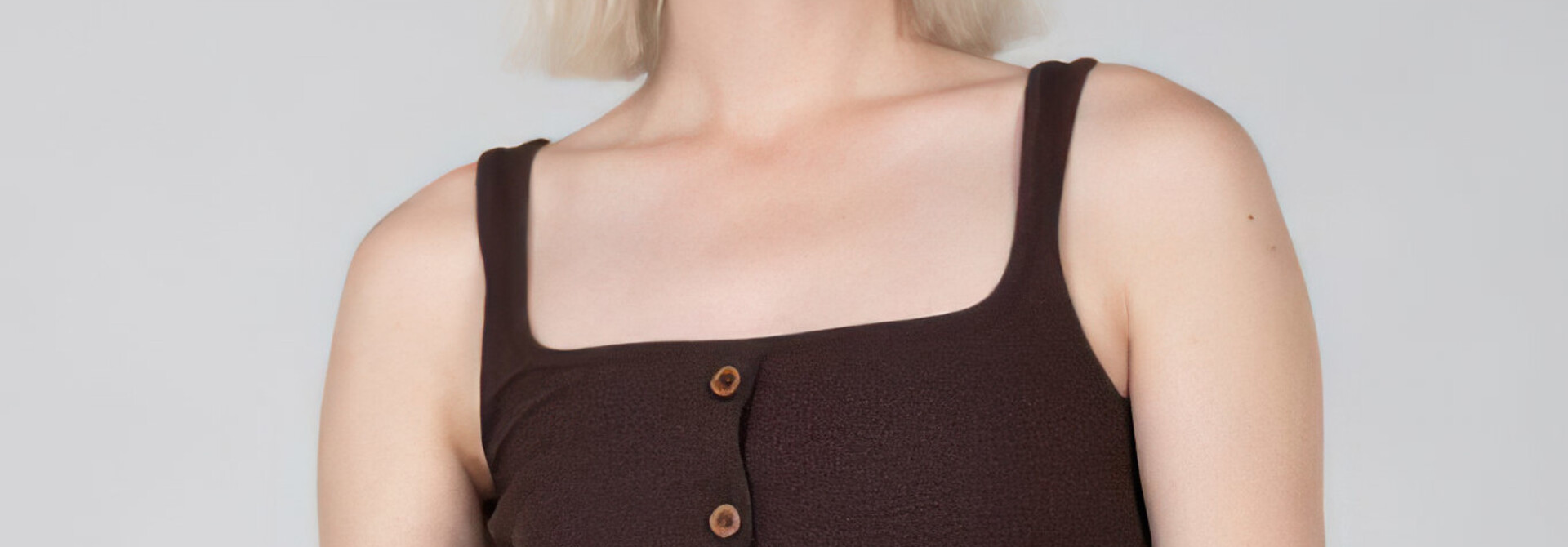 ♣ Living On The Land Brown Button Crop Top