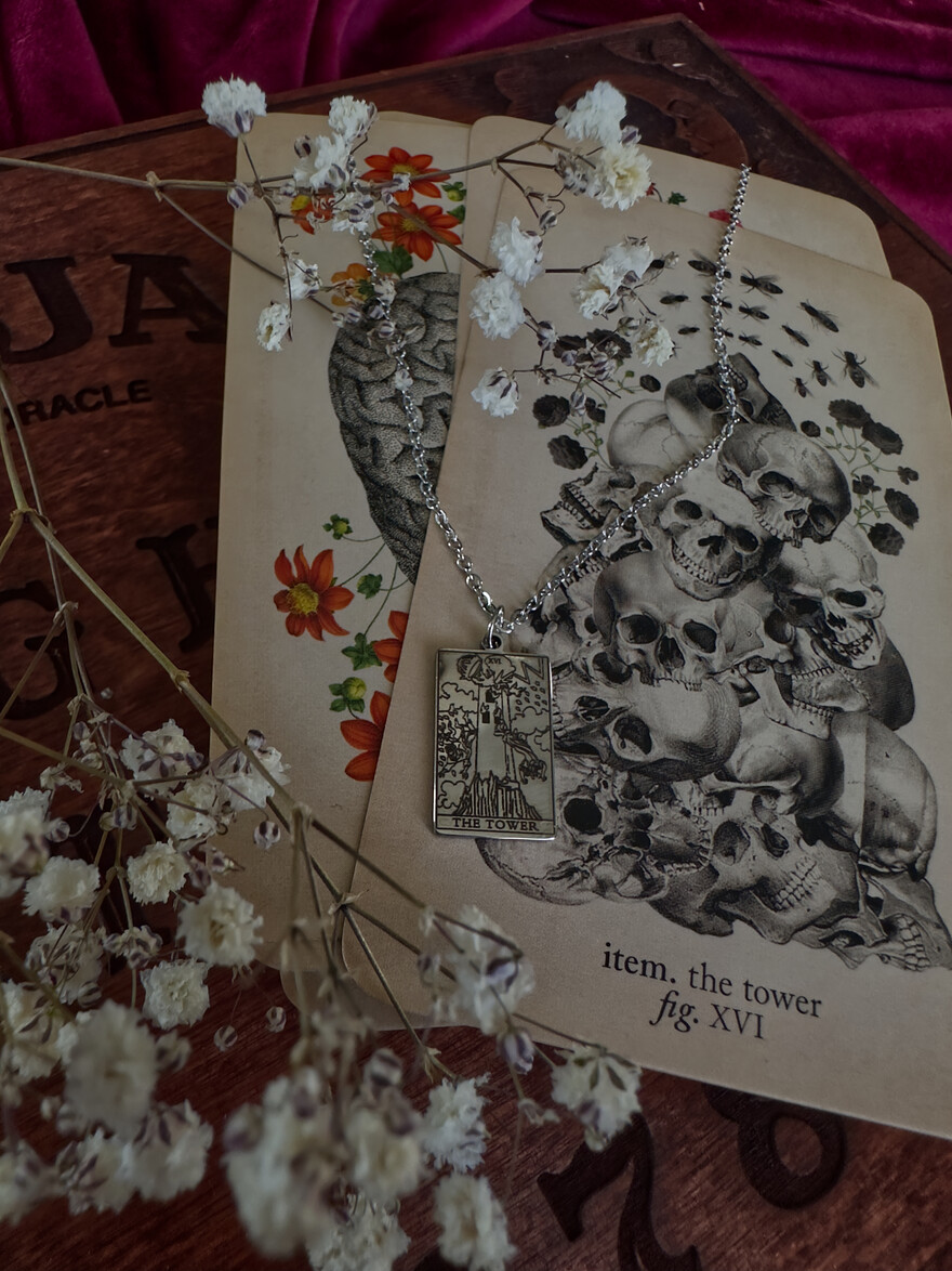 THE TOWER Tarot Necklace - SILVER
