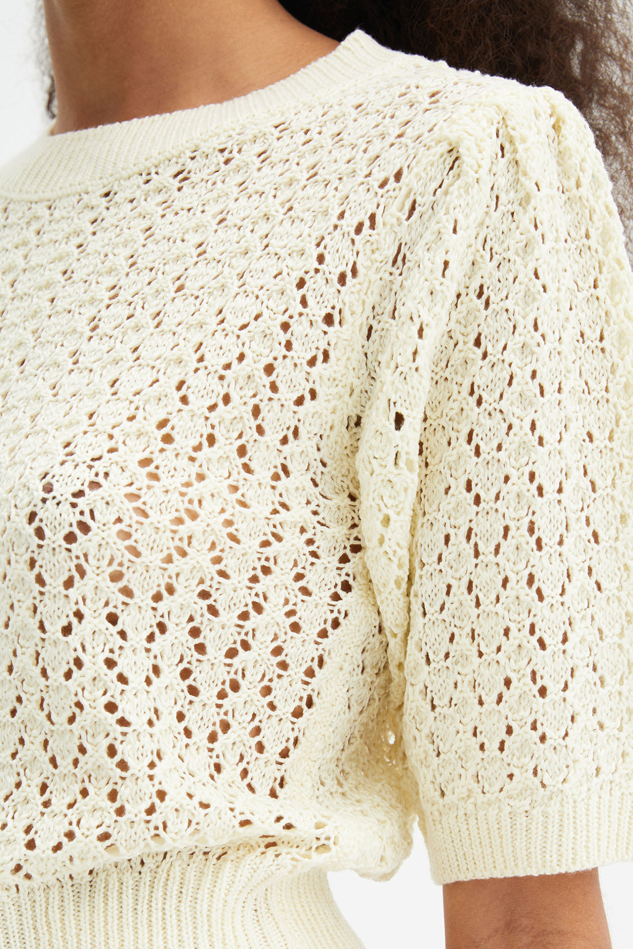 Peep Hole Crochet White Shirt-5
