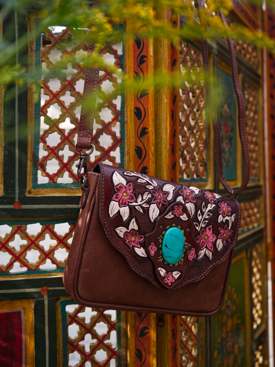 Leather Blossom Branch Bag