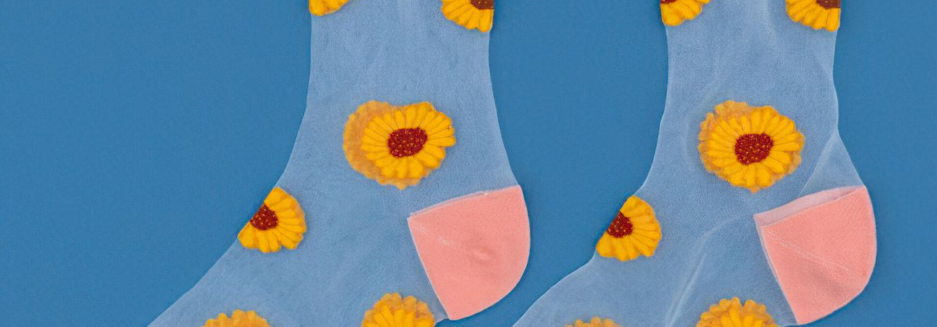 Peach Sunflower Sheer Socks