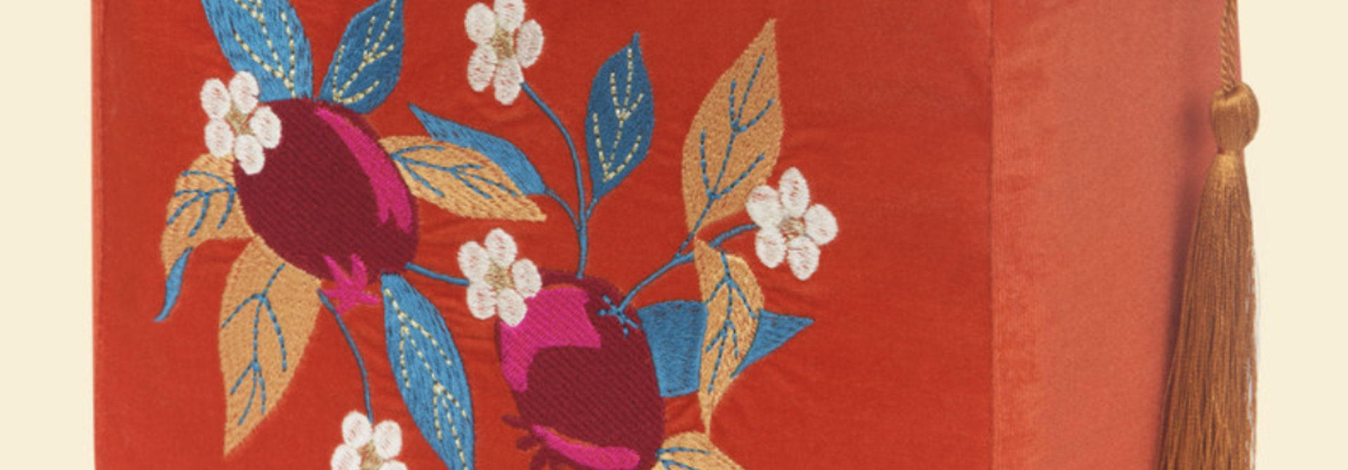 Embroidered Pomegranate Velvet Make-up Bag