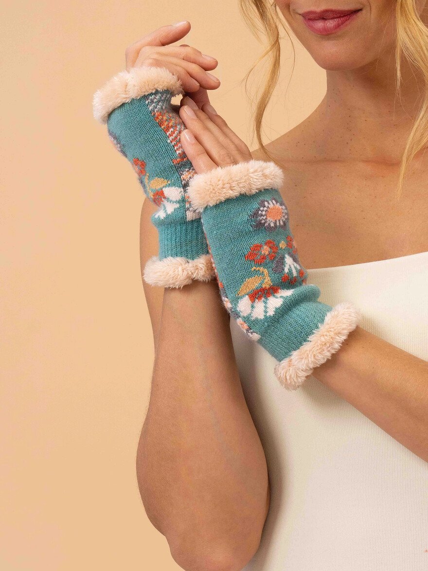 Aquatic Floral Wrist Warmers