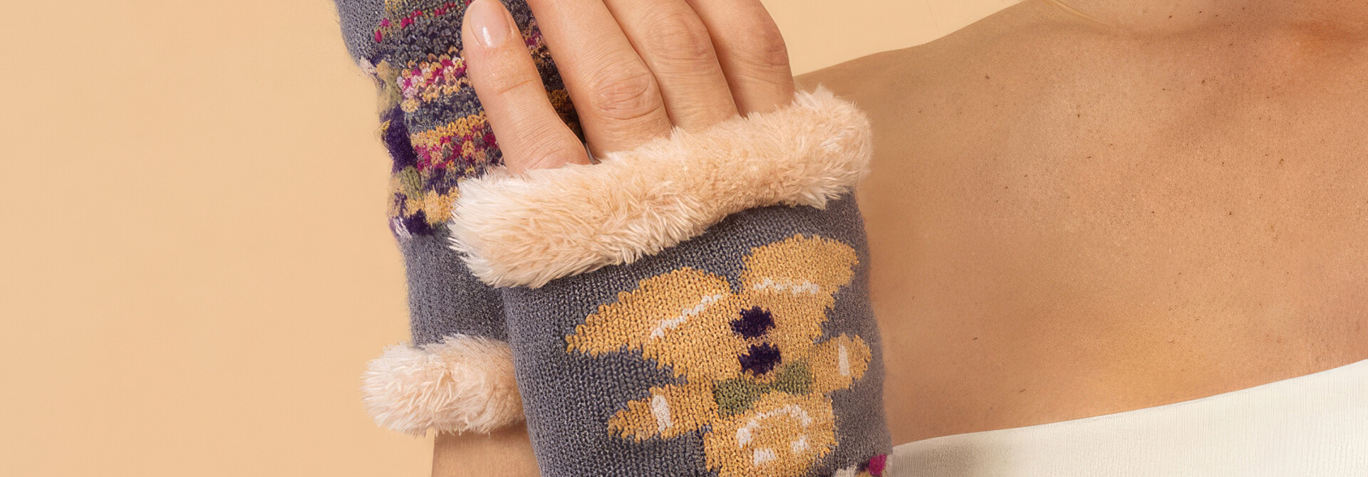 Grey Ginger Bread Man Wrist Warmers