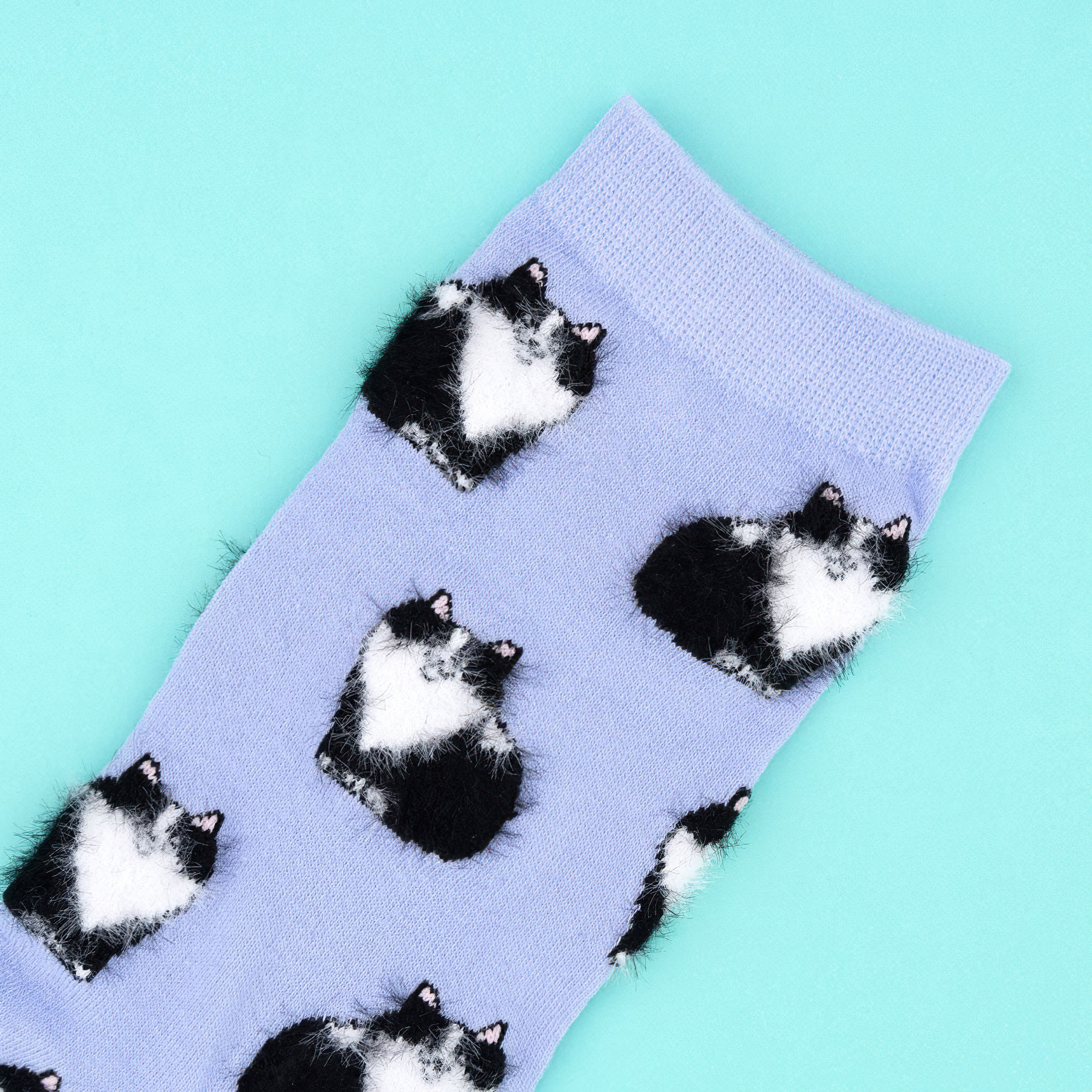 ♣ Black & White Cat Socks-2