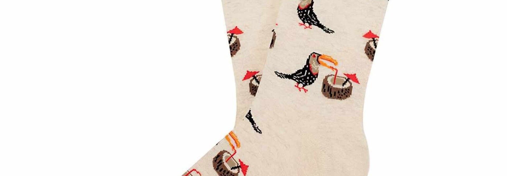 ♣ Beige Tropical Tucan Socks